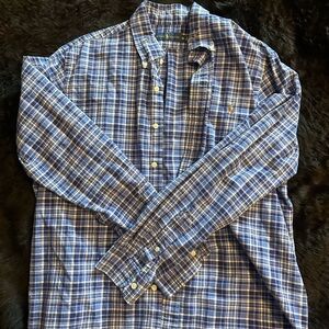 Ralph Lauren Navy and White Plaid Men's Shirt